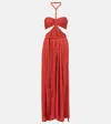 Isabel Marant Braided Cut-out Halter Maxi Pleated Side Slit In Red
