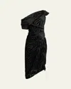 Isabel Marant Cyane Draped Velvet Burnout Bodycon Midi Dress In Multi