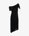 Isabel Marant Cyane Draped Velvet Burnout Bodycon Midi Dress In Black