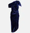 Isabel Marant Cyane One-shoulder Velvet Midi Dress In Blue
