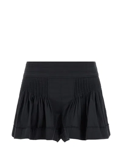 Isabel Marant Cybila Cotton Pintuck Shorts In Black