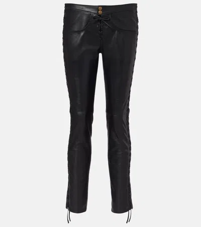 Isabel Marant Cyerra Low-rise Leather Pants In Black