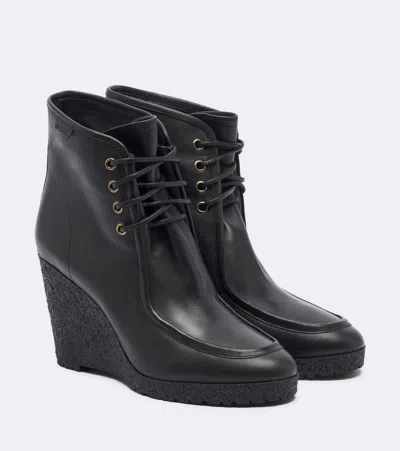 Isabel Marant Cylia Leather Wedge Ankle Boots In Black