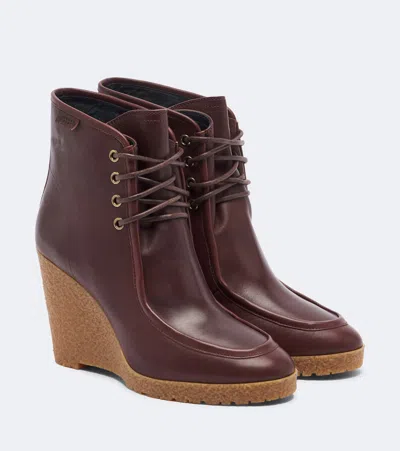Isabel Marant Cylia Leather Wedge Ankle Boots In Brown
