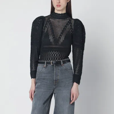 ISABEL MARANT DAHARA BLACK OPENWORK KNIT TOP