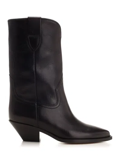 Isabel Marant Dahope Leather Cowboy Boots In Black