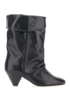 Isabel Marant Dalby Black Ankle Boots With Cone Heel And Gathered Details In Leather Woman In Black