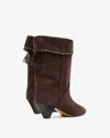 Isabel Marant Dalby Draped Suede Ankle Boots With Pointed Toe And Cone Heel In Brown