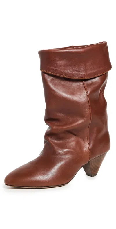 Isabel Marant Dalby Leather Ankle Boots In Brown