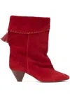 Isabel Marant Dalby Suede Cowboy Boots In Red