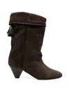Isabel Marant Dalby Draped Suede Ankle Boots With Pointed Toe And Cone Heel In Brown