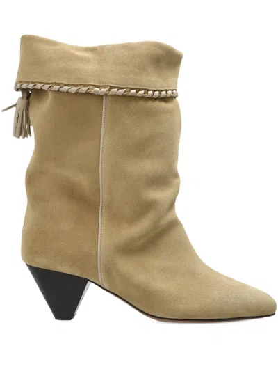 Isabel Marant Dalby Braided-detail Pointed-toe Boots In Neutral