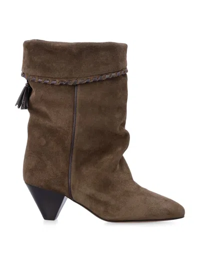 Isabel Marant Dalby Draped Suede Boots In Brown