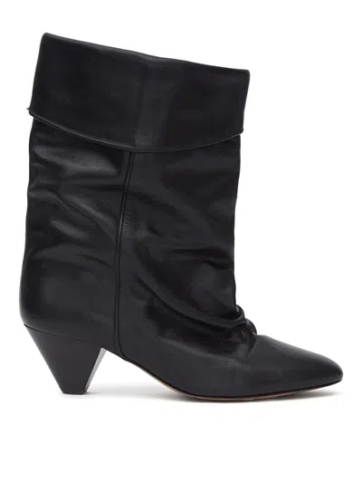 Isabel Marant Dalby Draped Suede Leather Boots In Black