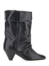 Isabel Marant Dalby Black Ankle Boots With Cone Heel And Gathered Details In Leather Woman