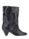 Isabel Marant Dalby Black Ankle Boots With Cone Heel And Gathered Details In Leather Woman In Black