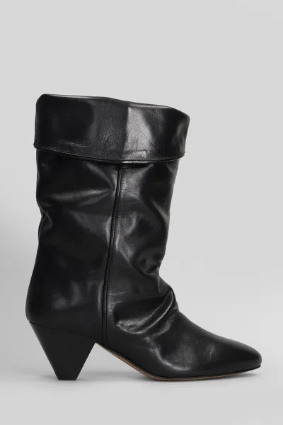 Isabel Marant Dalby High Heels Ankle Boots In Black Leather
