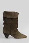 Isabel Marant Dalby High Heels Ankle Boots In Khaki Suede In Neutral