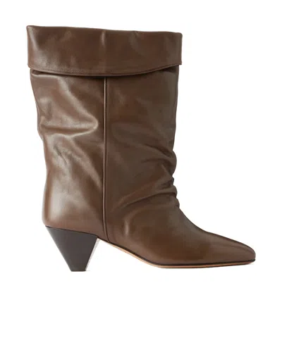 Isabel Marant Dalby Leather Ankle Boots In Brown