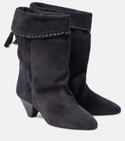 Isabel Marant Dalby Suede Ankle Boots In Black
