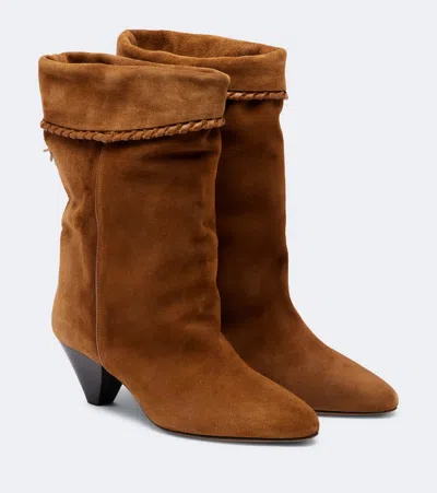 Isabel Marant Dalby Tasseled Leather-trimmed Suede Ankle Boots In Brown