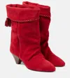 Isabel Marant Dalby Suede Cowboy Boots In Red