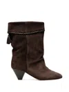 Isabel Marant Dalby Draped Suede Ankle Boots With Pointed Toe And Cone Heel In Brown