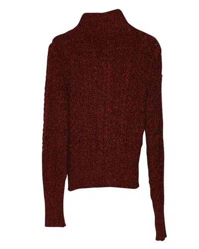 Isabel Marant Daley Cable Knit Zip Sweater In Burgundy Polyamide