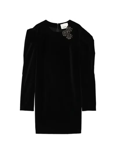 Isabel Marant Danee Embellished Puff-sleeve Mini Dress In Black