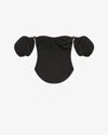 Isabel Marant Daniela Convertible Off-the-shoulder Hemp-blend Top In Black
