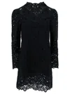Isabel Marant 'daphne' Mini Black Dress With Flower Embroidery In Guipure Woman In Multicolor
