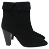 Isabel Marant Darilay Fold-over Ankle Heeled Boots In Black Suede In Black