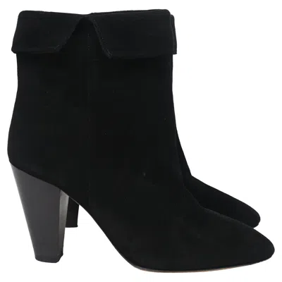 Isabel Marant Darilay Fold-over Ankle Heeled Boots In Black Suede