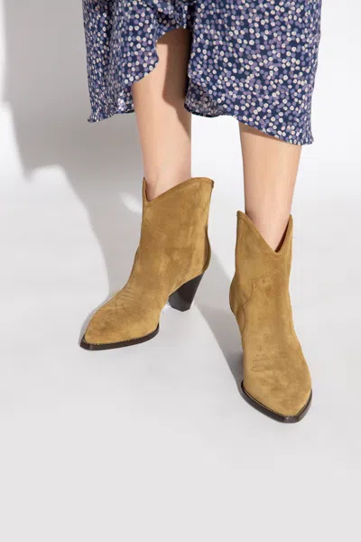 Isabel Marant Ankle Leather Boots 60mm Heel In Beige