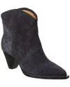 Isabel Marant Dewina Distressed Suede Ankle Boots In Black