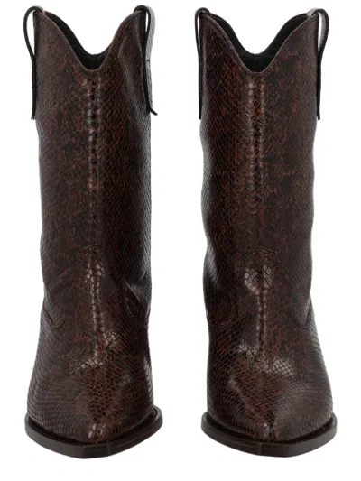 Isabel Marant Dark Brown Calf Leather Pointed Boots In Black