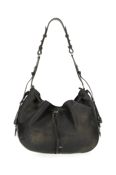 Isabel Marant Dark Brown Leather Bolton Shoulder Bag In Gray