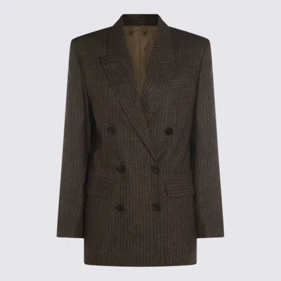 ISABEL MARANT DARK BROWN WOOL JEVIMA-GZ BLAZER