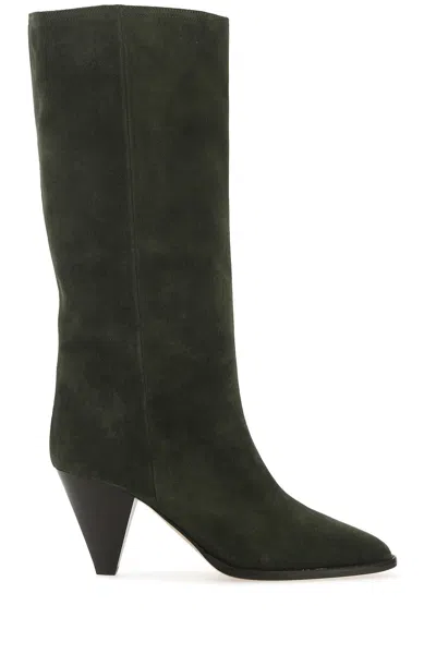 Isabel Marant Riria Suede Knee-high Boots In Black