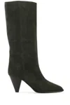 ISABEL MARANT DARK GREEN SUEDE LISPA BOOTS