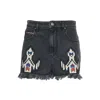 Isabel Marant Hemp Embroidered Short In Dark Grey In Black