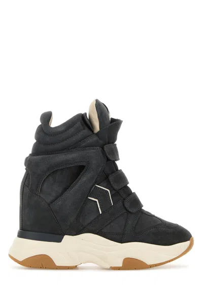 Isabel Marant Dark Grey Suede Balskee Sneakers In Black