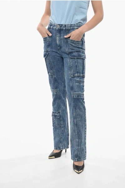 Isabel Marant Dark Wash Vokaio Cargo Denims 22cm In Blue