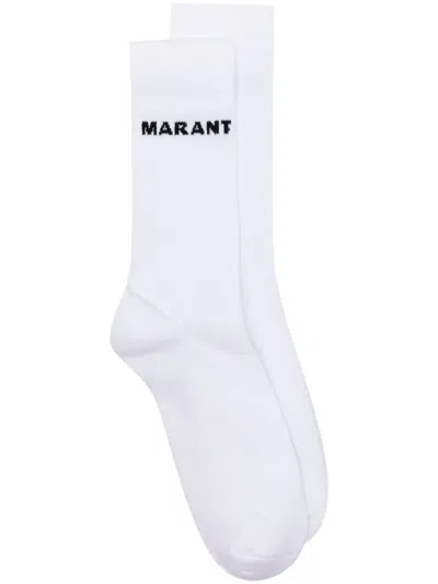 Isabel Marant Dawi Intarsia-knit Logo Socks In White