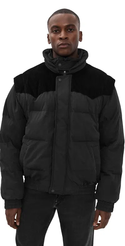 Isabel Marant Dawson Short Puffer Jacket In Cotton And Velvet In Black