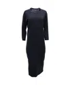 Isabel Marant Deena Two-tone Panel Dress In Navy Blue Wool In Black