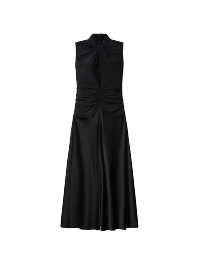 Isabel Marant Delfi Sleeveless Ruched Keyhole Satin Midi Dress In Black