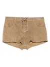 Isabel Marant Belt Loops Suede Texture Shorts In Beige