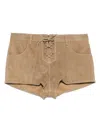 Isabel Marant Belt Loops Suede Texture Shorts In Beige