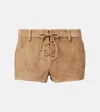 Isabel Marant Belt Loops Suede Texture Shorts In Beige